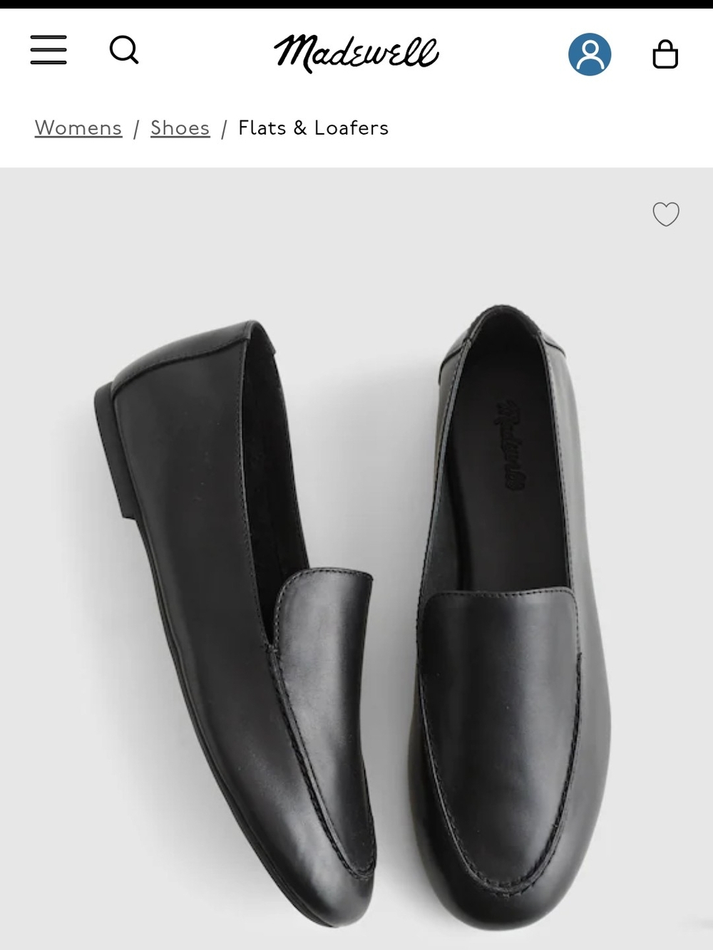 Madewell The Dolli Glove Black Leather Slip-On Loafers Size 10